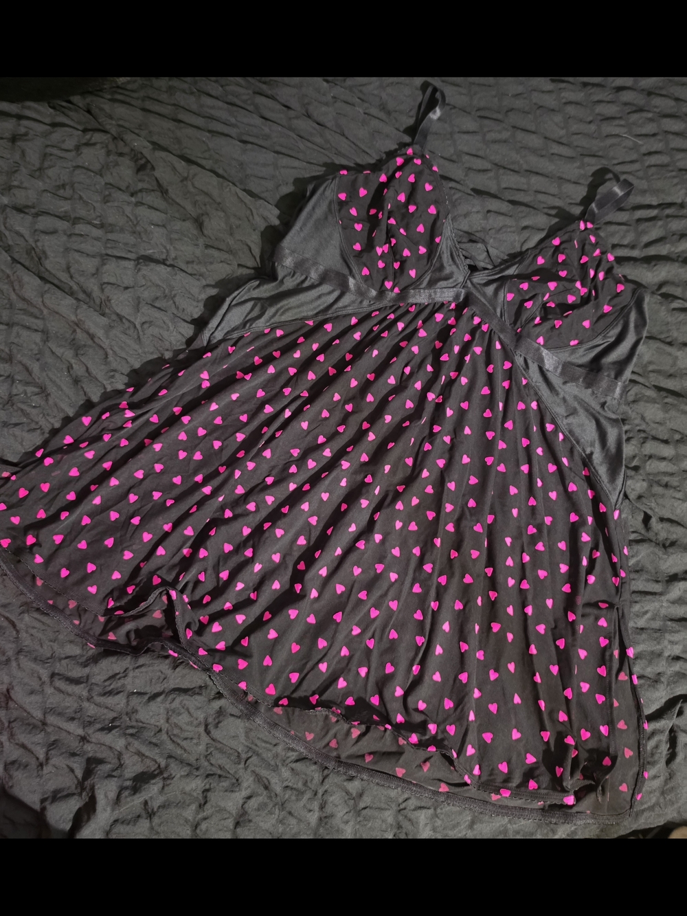 torrid Black Chemise with Hot Pink Heart Print